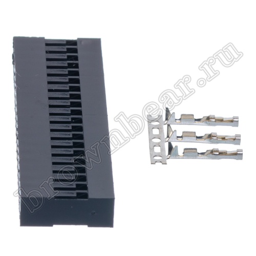 Разъем 2х20 гнездо на кабель, шаг 2.54мм, с контактами фото 3