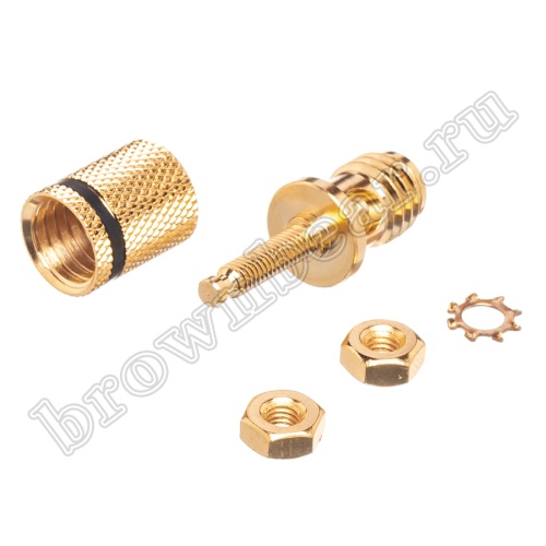 Клемма приборная позолоченная для разъема Banana, (гнездо), черная BPA-1B фото 8