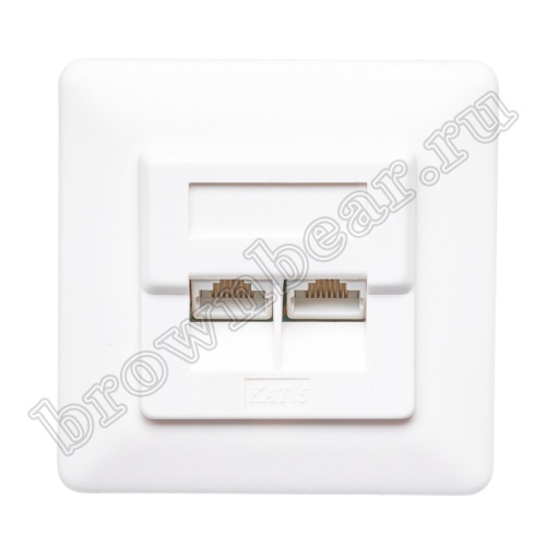 Розетка компьютерная встраиваемая двойная RJ-45, категория 5е, тип KRONE, белая  фото 6