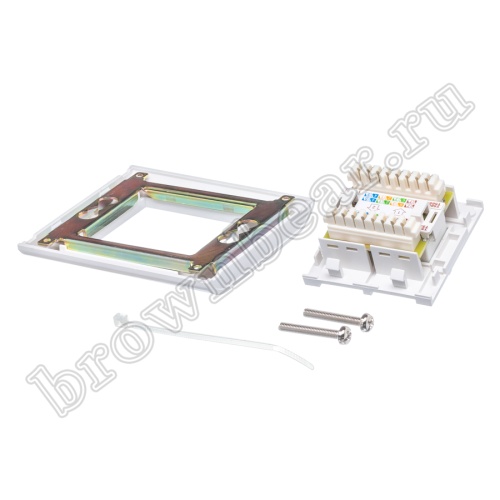 Розетка компьютерная встраиваемая двойная RJ-45, 8P8C,, категория 5е, универсальная, PCnet  фото 5