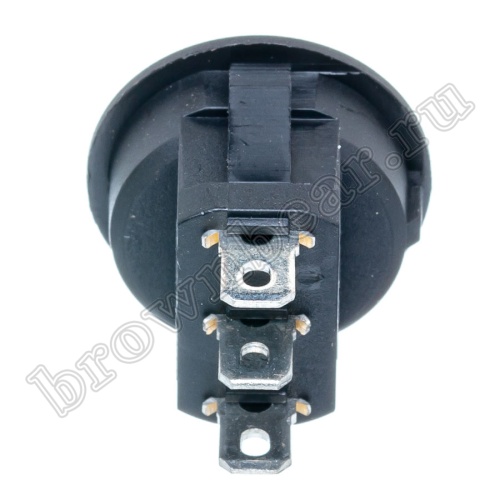 Выключатель клавишный (рокерный) круглый 220В, 3 контакта (on-off-on), d 20мм, черный SWR-23 фото 3