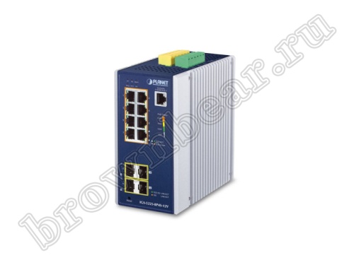 IGS-5225-8P4S-12V Промышленный управляемый L2+ коммутатор Planet, 8 портов PoE 1Гбит/с, 2 порта SFP 1Гбит/с, 2 порта SFP 2.5Гбит/с