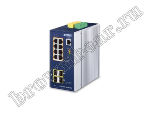 IGS-5225-8P4S-12V Промышленный управляемый L2+ коммутатор Planet, 8 портов PoE 1Гбит/с, 2 порта SFP 1Гбит/с, 2 порта SFP 2.5Гбит/с