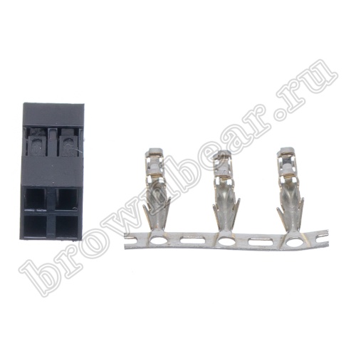 Разъем 2х2 гнездо на кабель, шаг 2.54мм, с контактами фото 5