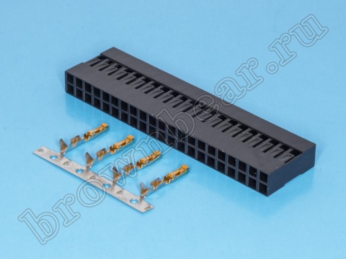 Разъем 2х21 гнездо на кабель, шаг 2.54мм, с контактами фото 3