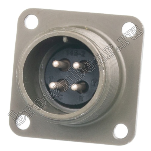 Разъём Amphenol серии MS, 4 контакта, вилка на блок, тип 14S, резьбовой MS3102E-14S-2P