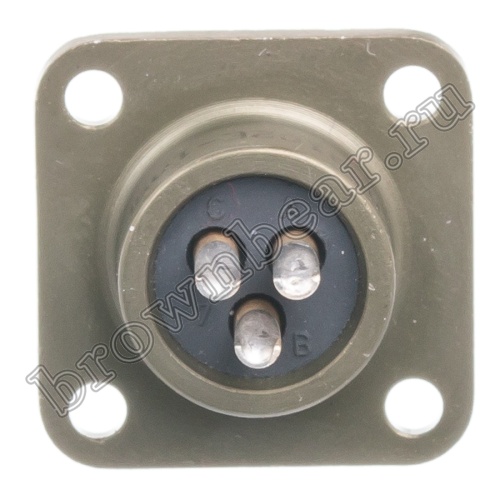 Разъём Amphenol серии MS, 3 контакта, розетка на блок, тип 10SL, резьбовой MS3102E-10SL-3S фото 4