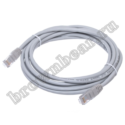 Патч-корд UTP RJ-45, категория 5e, литой, 3 метра, серый 