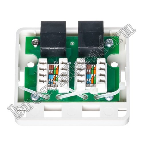Розетка компьютерная накладная двойная RJ-45 категория 5е, тип KRONE, белая  фото 2