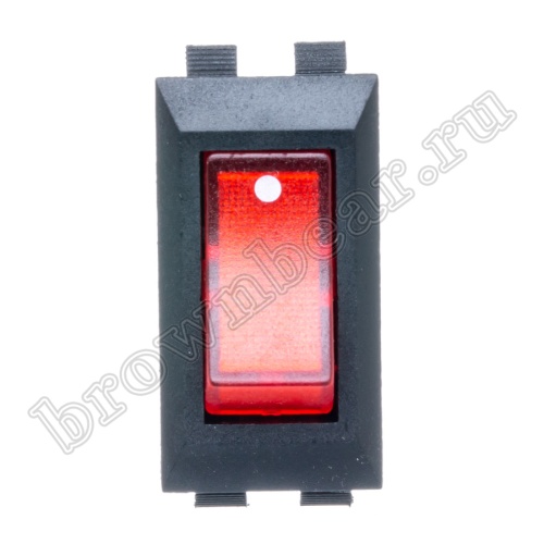 Выключатель клавишный (рокерный) 220В, 3 контакта (on-off), 25х12мм, с подсветкой, черный SWR-62/L фото 5