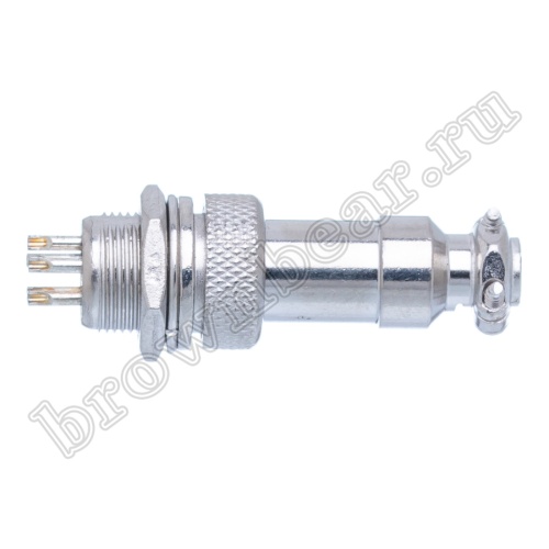 Разъем GX12 (M12) 5 контактов, розетка на кабель + вилка на блок, комплект AC-M12-5 фото 2