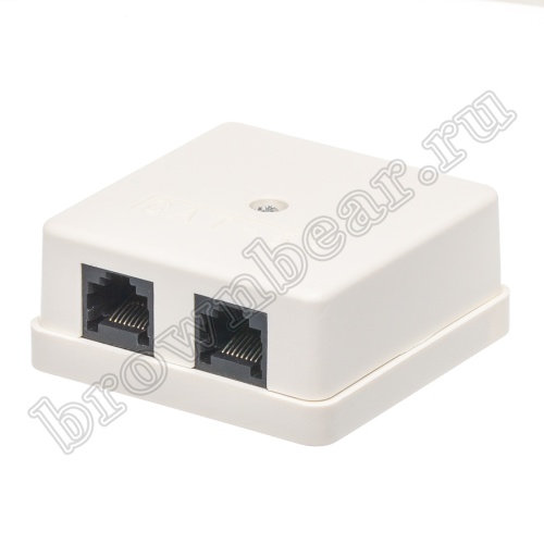 Розетка компьютерная накладная двойная RJ-45 категория 5е,  тип 110,  белая 