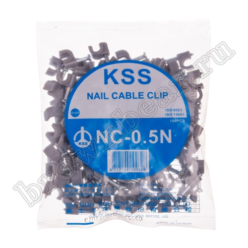 Скоба пластиковая с гвоздем для кабеля RG-58, 5 х 5.3 мм, серая, упак. 100 шт. NC-0.5N-G фото 5