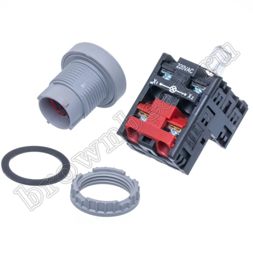 Кнопка управления плоская, с подсветкой, без фиксации, d 30 мм, НЗ, красная TN2IF2RN-1B фото 7