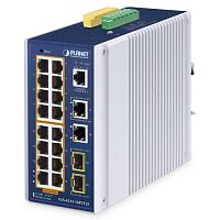 IGS-4215-16P2T2S Промышленный управляемый L2+/L4 коммутатор Planet, 16 портов 10/100/1000Мбит/с 802.3at PoE, 320 Вт, 2 порта 10/100/100Мбит/с, 2 порта SFP 100/1000Мбит/с