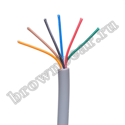 Кабель сигнальный коммуникационный 6 проводов, 26AWG, бухта 50м, неэкранированный, серый -