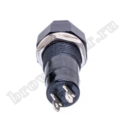 Кнопка с фиксацией, восьмиугольная на блок, НР, 220В, черная PSW-6FA-B фото 4