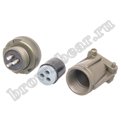 Разъём Amphenol серии MS, 3 контакта, розетка на кабель, тип 14S, резьбовой MS3106E-14S-7S фото 7