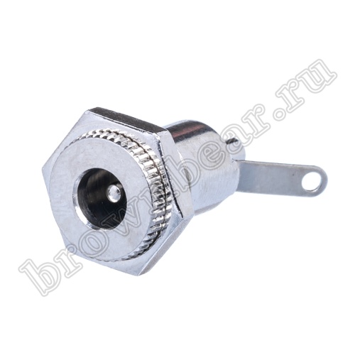 Разъем питания DC гнездо 2.1 х 5.5 мм, на приборный блок, металлический корпус DJK-07A