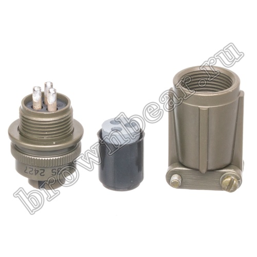 Разъём Amphenol серии MS, 3 контакта, розетка на кабель, тип 10SL, резьбовой MS3106E-10SL-3S фото 3