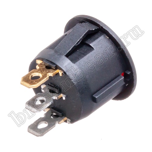 Выключатель клавишный (рокерный) круглый 220В, 3 контакта (on-off), d 20мм, с подсветкой, красный SWR-21R/L фото 5