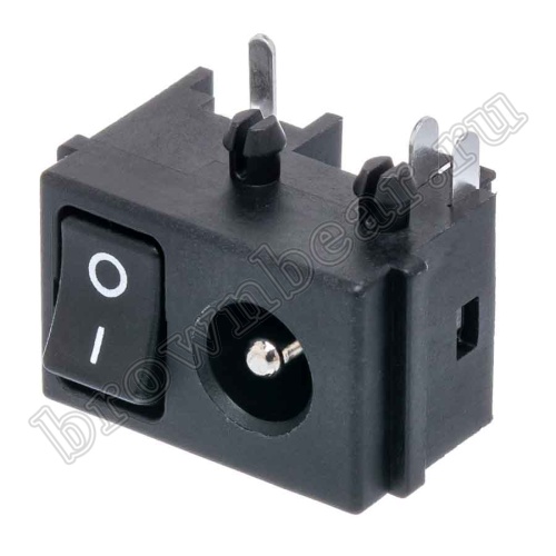 Разъем питания DC гнездо 2.5 x 5.5 мм, на плату с выключателем DJK-30B