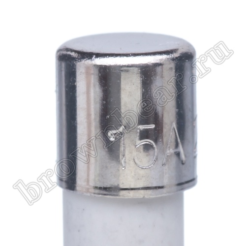 Предохранитель 5х20 мм, цилиндрический, керамический, быстрый, 15А/250В (GBM) фото 5