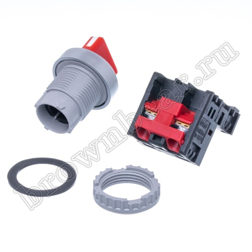 Селекторный переключатель управления, 2 позиции с фиксацией, 30 мм, НЗ, красный TN2SS2R-1B фото 5