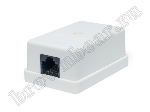 Розетка компьютерная накладная одинарная RJ-45 категория 5е, универсальная, белая 