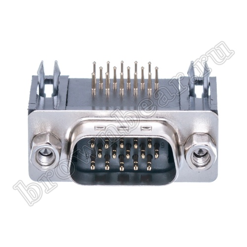 Разъем D-SUB  15 контактов высокой плотности, вилка на плату, прямой угол DHR-15M фото 2