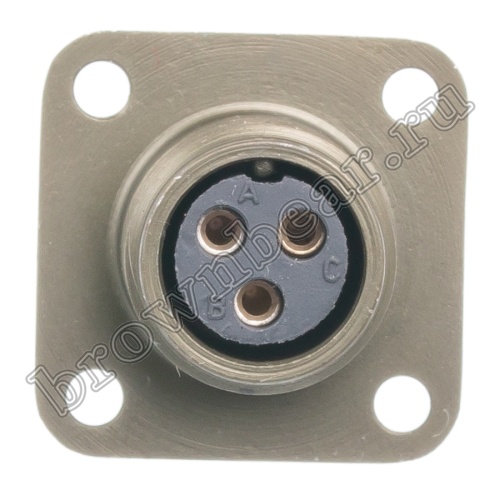 Разъём Amphenol серии MS, 3 контакта, розетка на блок, тип 10SL, резьбовой MS3102E-10SL-3S фото 2
