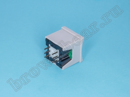 Кнопка мини с фиксацией, зеленая в сером корпусе с зеленым индикатором PSM2-1-E-G-E   фото 3