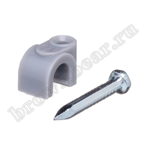 Скоба пластиковая с гвоздем для кабеля RG-58, 5 х 5.3 мм, серая, упак. 100 шт. NC-0.5N-G фото 4