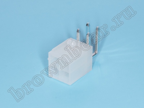 Разъем питания Mini-Fit 4 контакта, вилка на плату, прямой угол, с фиксатором, шаг 4,2мм MF-4MRA