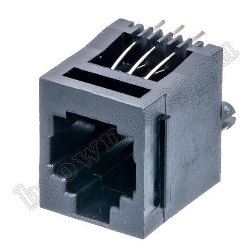 Разъём RJ-12 гнездо на плату, 6P6C, тип 3/1 TJ3/1-6P6C