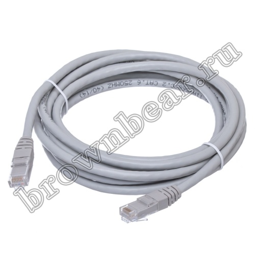 Патч-корд UTP RJ-45, категория 6, литой, 3 метра, серый 