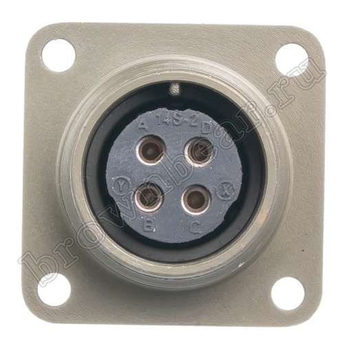 Разъём Amphenol серии MS, 4 контакта, розетка на блок, тип 14S, резьбовой MS3102E-14S-2S фото 2