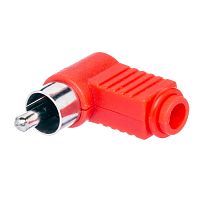 Разъем RCA-тюльпан, вилка на кабель, прямой угол, красный RPC-1R-R