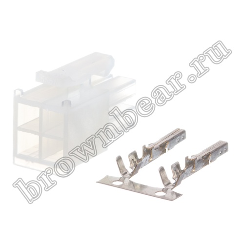 Разъем питания Mini-Fit 4 контакта, гнездо на кабель, шаг 4.2мм MF-4F/2 фото 2