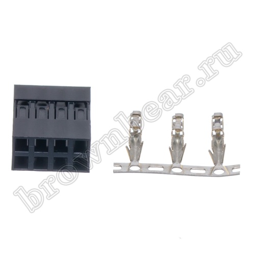 Разъем 2х4 гнездо на кабель, шаг 2.54мм, с контактами фото 5