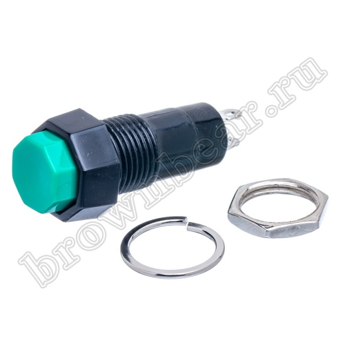 Кнопка без фиксации, восьмиугольная на блок, НР, 220В, зеленая PSW-6A-G фото 5