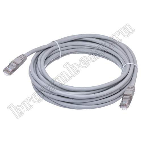 Патч-корд FTP RJ-45, категория 5e, экранированный, литой, 6 метров, серый 