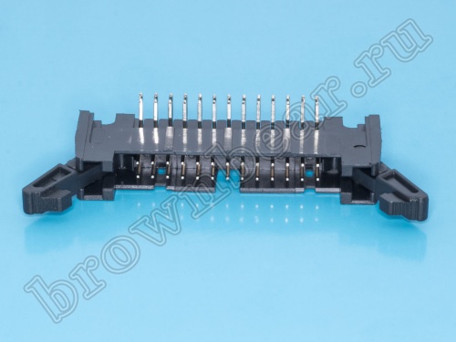 Разъем IDC 2х13 вилка на плату, шаг 2.54мм, с защелками, прямой угол SCM-26R фото 4