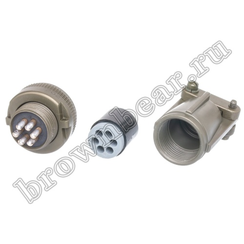 Разъём Amphenol серии MS, 6 контактов, вилка на кабель, тип 14S, резьбовой MS3106E-14S-6P фото 7