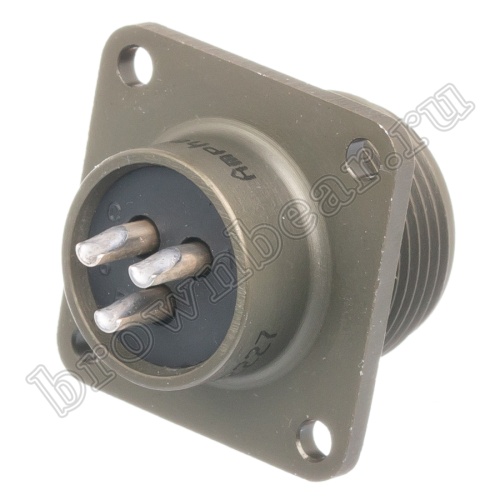 Разъём Amphenol серии MS, 3 контакта, розетка на блок, тип 14S, резьбовой MS3102E-14S-7S фото 4
