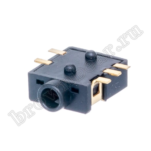 Разъём 2.5мм гнездо mini Jack на плату, поверхностный монтаж, стерео, 5 контактов AUB-35/2