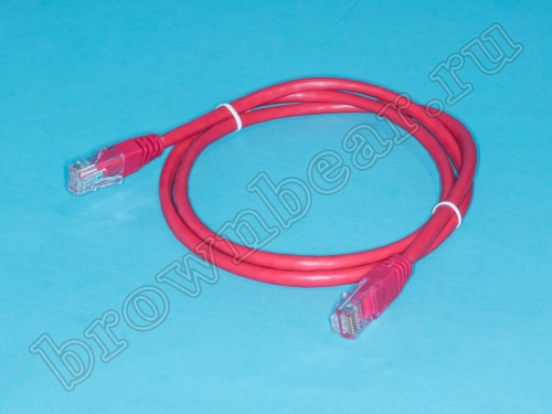 Патч-корд UTP RJ-45, категория 5e, литой, 1 метр, красный 