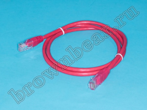 Патч-корд UTP RJ-45, категория 5e, литой, 1 метр, красный 