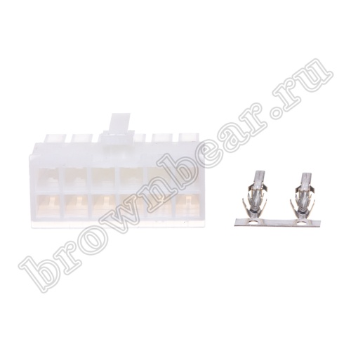 Разъем питания Mini-Fit 12 контактов, гнездо на кабель, шаг 4,2мм MF-12F фото 4