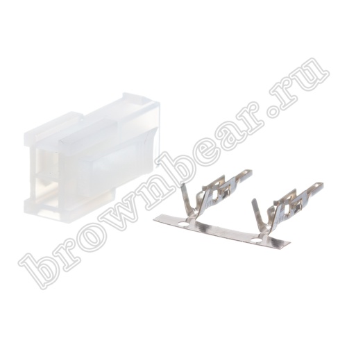 Разъем питания Mini-Fit 2 контакта, вилка на кабель, шаг 4,2мм MF-2M/2 фото 3